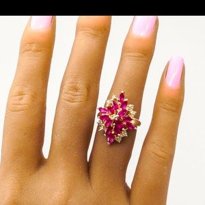Designer Ross Simons Ruby 1 Diamond Gold Vermeil
Sterling Silver Ring - Size 5.5